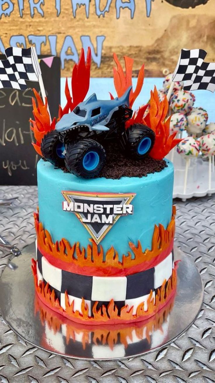 Monster Truck & car cake design 