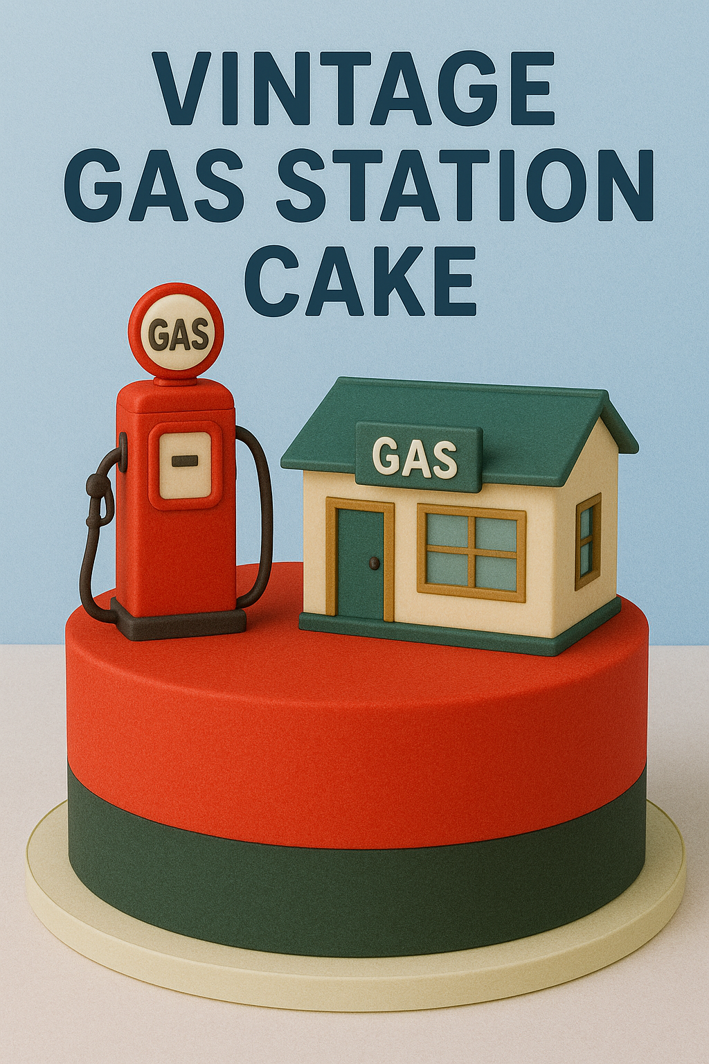 Vintage Gas Station car cake design