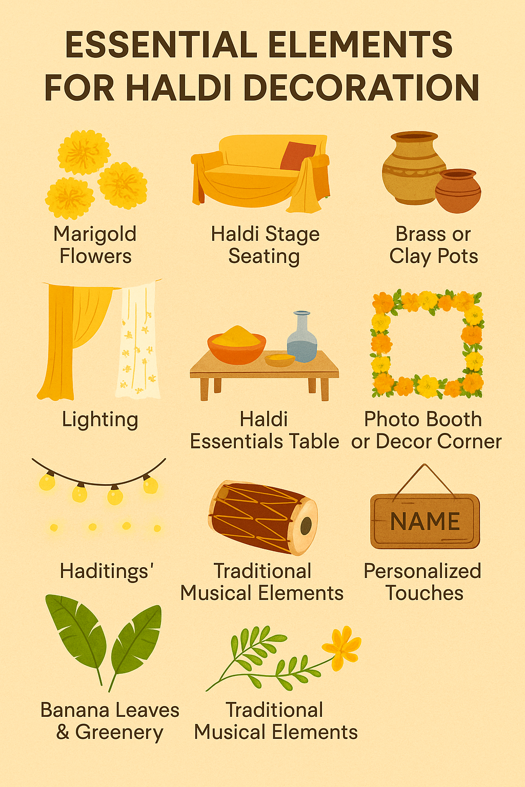 Essential Elements for haldi decoration 