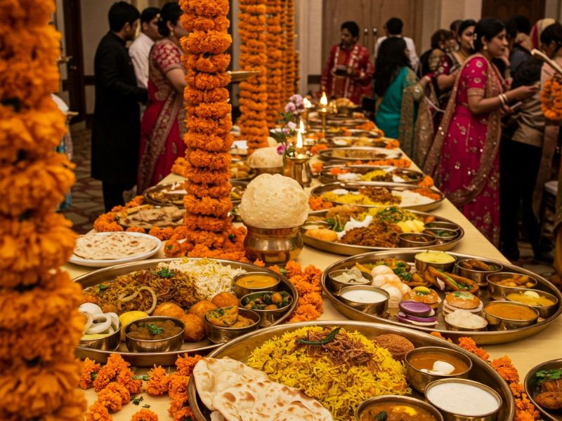 Food and Beverage Presentation with haldi decoration