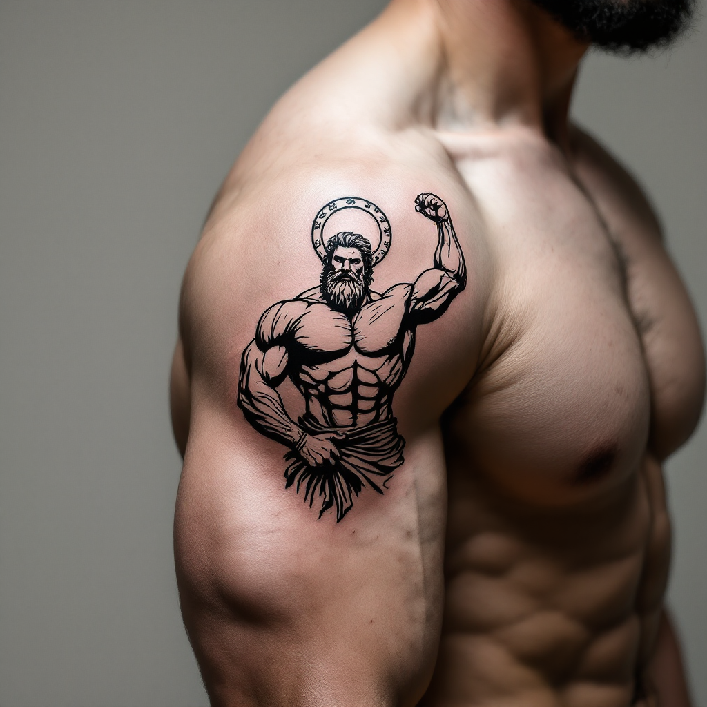 Hercules or Atlas gym tattoo