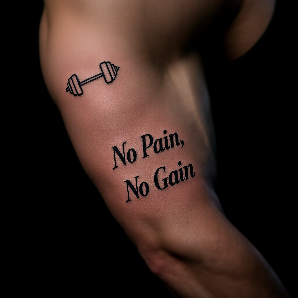 No Pain, No Gain Quote gym tattoo