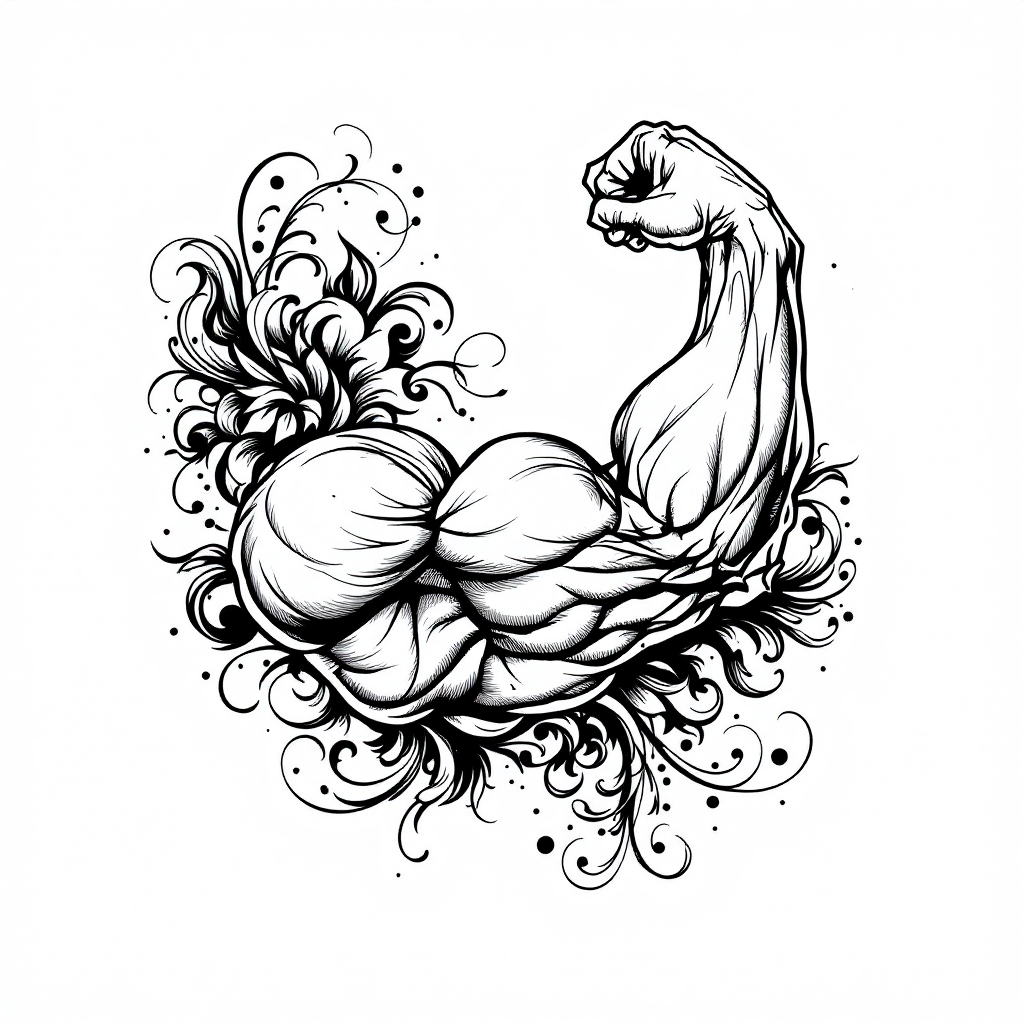 flexed Bicep gym tattoo